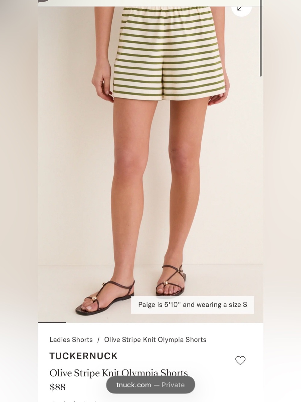 Tuckernuck Olive and Cream Striped Knit High-Waist Shorts